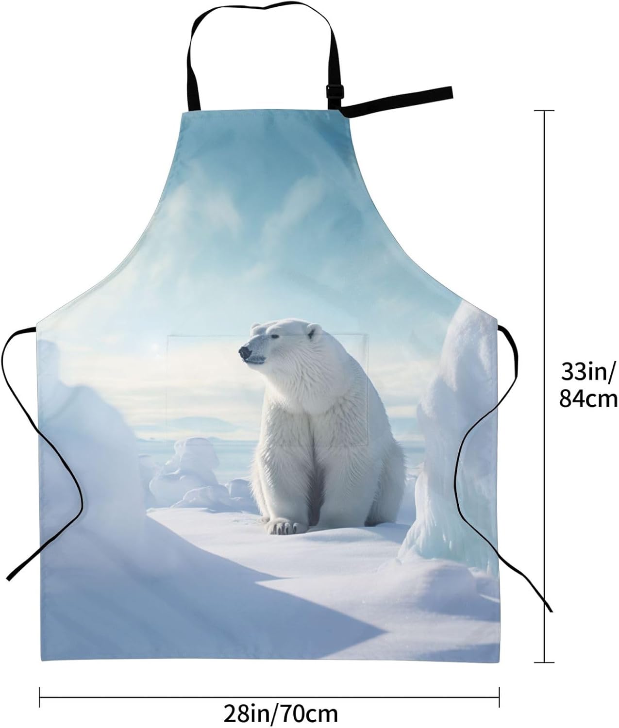 polar bear print Waterproof apron with pocket adjustable cooking apron for adult kitchen bibs to bake