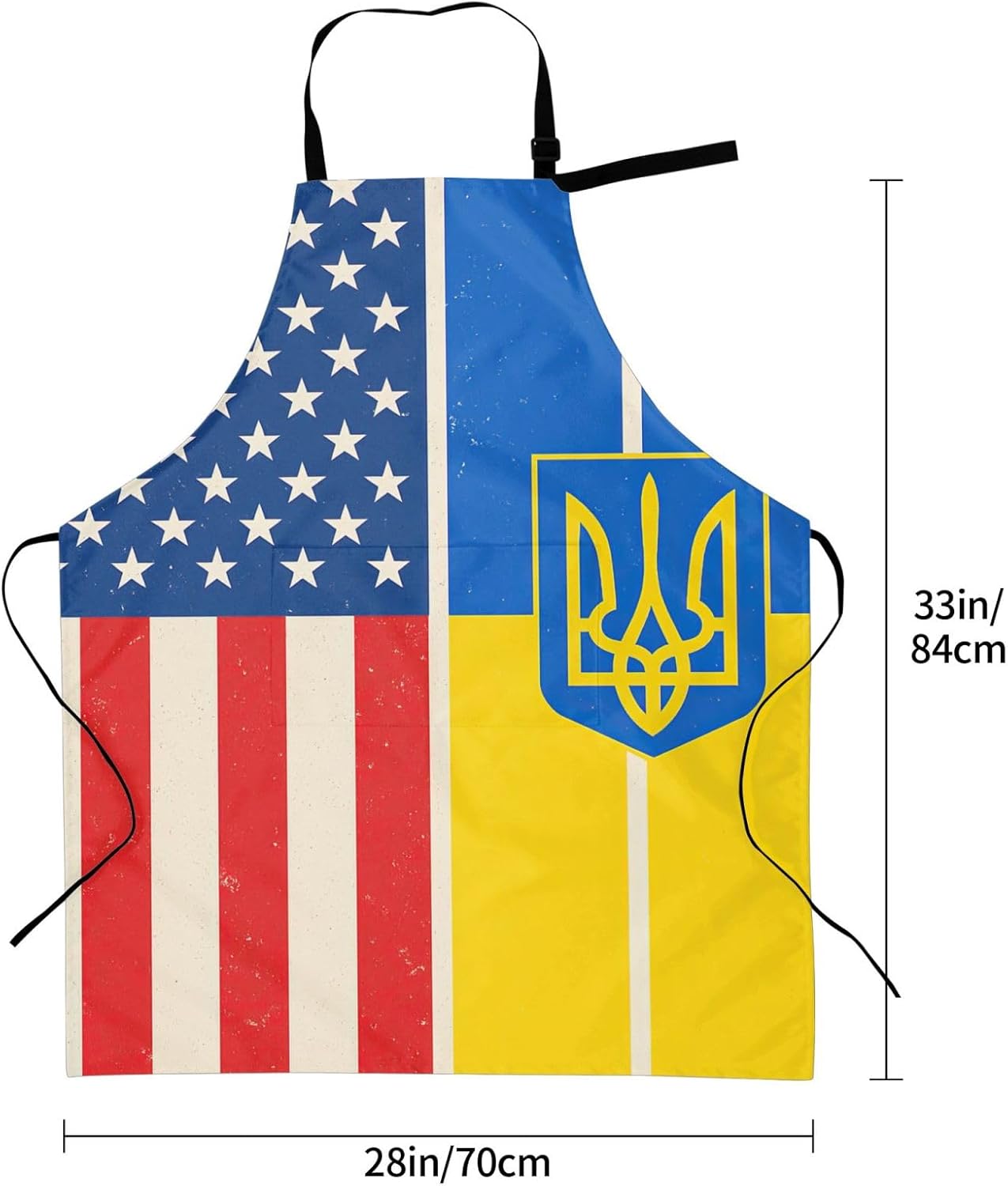 YANYU USA and Ukraine Print 28x33 In Kitchen Apron Stylish Chef Apron with Pockets for Cooking Baking Painting