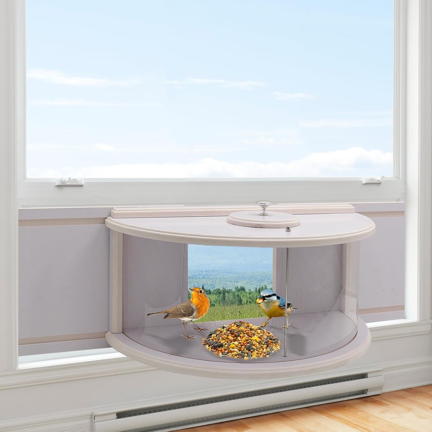 Window Bird Feeder 180°View Wood Durable and Elegant for Outdoors&Indoor for Viewing Inside House - Bring Joy to Your Home with This Small Window Bird Feeder