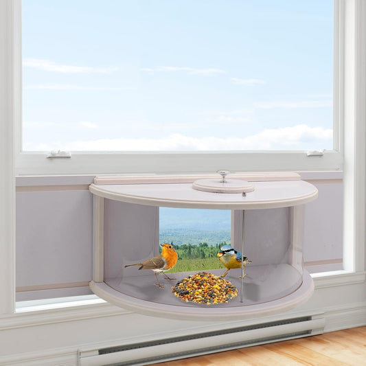 Window Bird Feeder 180°View Wood Durable and Elegant for Outdoors&Indoor for Viewing Inside House - Bring Joy to Your Home with This Small Window Bird Feeder