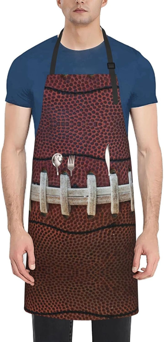 American Football Laces print Waterproof apron with pocket adjustable cooking apron for adult kitchen bibs to bake