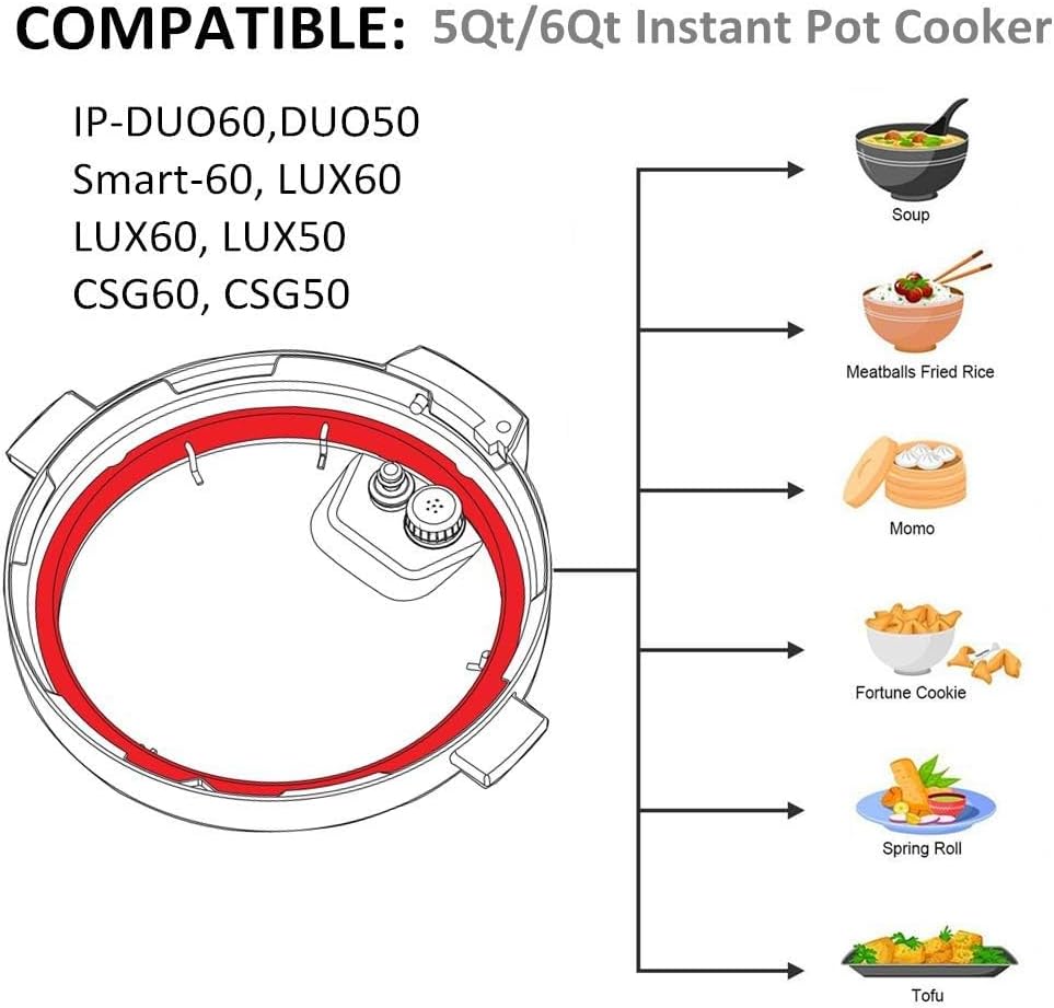 Silicone Sealing Ring 6qt for Instant Pot Sealing ring for 6 5qt Insta Pot, Sweet and Savory, Food-grade Silicone Fits IP-DUO60, IP-LUX60, IP-DUO50, IP-LUX50, Smart-60, IP-CSG60 and IP-CSG50-2 Pack