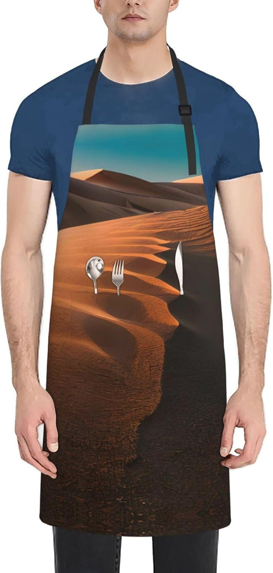 Sand Dunes print Waterproof chef's apron with pocket apron for kitchen cooking baking barbecue and gardening