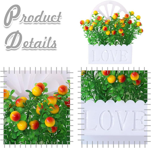 Wall-Mounted Hanging Planters with Artificial Fruits Set, Artificial O