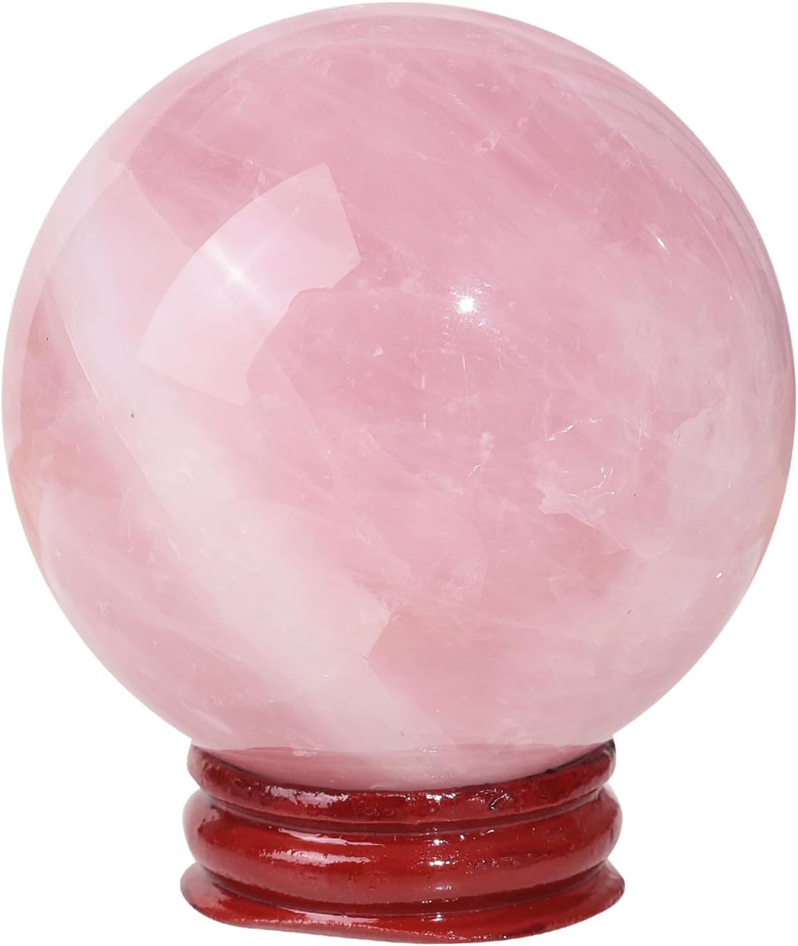 Nupuyai 1.97"-2.17" Natural Rose Quartz Crystal Ball with Wooden Stand