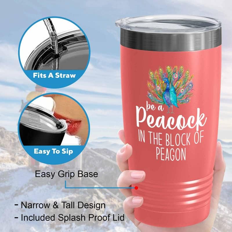 Bird Lover Coral Edition Viking Tumbler 20oz - Peacock Block pgeons - Hummingbird Nest Cage Parrot Dad Gardening Outdoor Birdwatcher Feeder