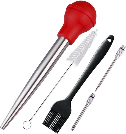Turkey Baster Set 5, Metal Turkey Baster Syringe for Cooking, Meat Inj