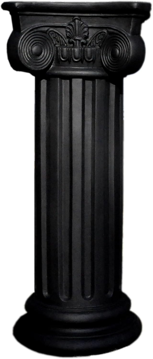 Classic Magnesium Oxide Greek Roman Column Pillar for Indoor & Outdoor Use, Vinatge Architectural Decoration for Statues Plants, Vases, Books for Home, Office, Garden, Backyard, Patio, Wedding or Event Dispalys, 28.7”High (Black)