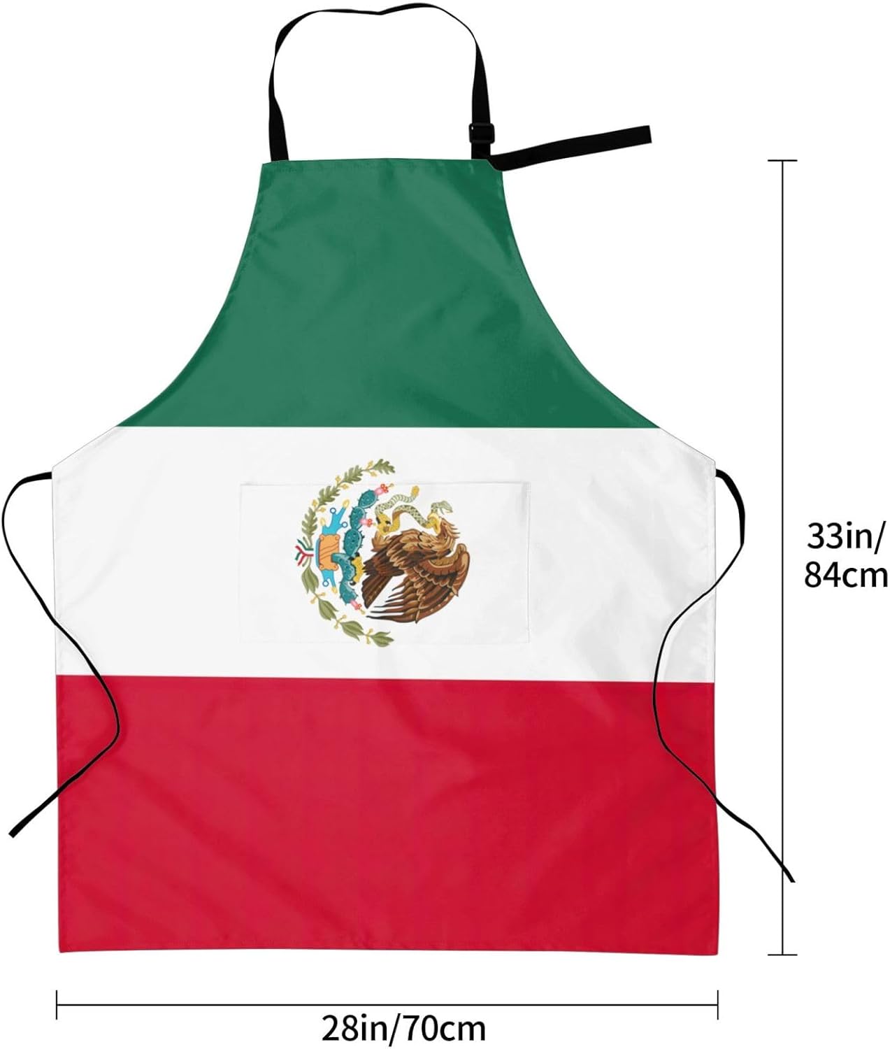 Flag of Mexico Print Laundry apron 28x33 In Waterproof Kitchen Apron with Pockets for Cooking Baking