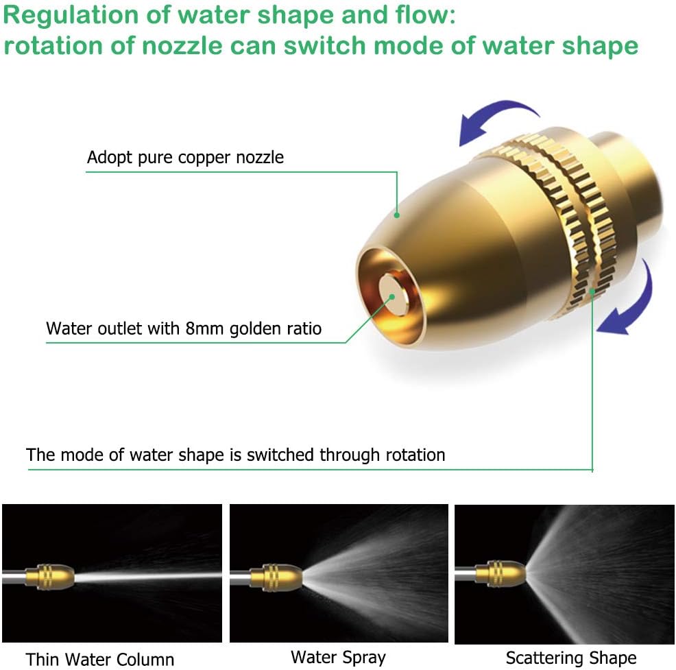 Garden Hose Nozzle Heavy Duty Brass Metal Sprayer Nozzle High Pressure Spray Gun 360° Rotaing Water Adjustmen for Car Washing, Outdoor Gardening, Pets Shower, Patio Cleaning