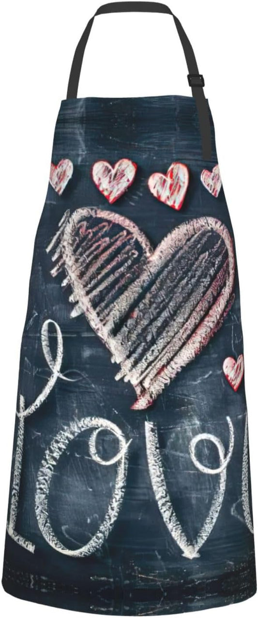 I Love You Words with Hearts print Waterproof chef's apron with pocket apron for kitchen cooking baking barbecue and gardening
