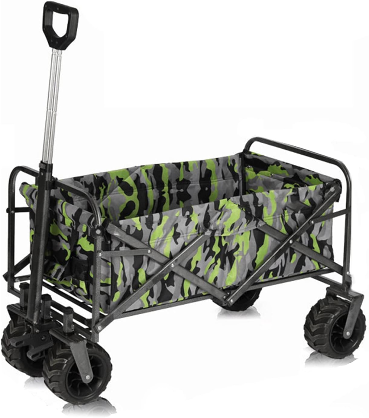 Heavy Duty Collapsible Folding Wagon Cart - Outdoor Utility Beach & Garden Cart with Wide All-Terrain Wheels, Large Capacity Grocery & Camping Wagon, Multi-Color