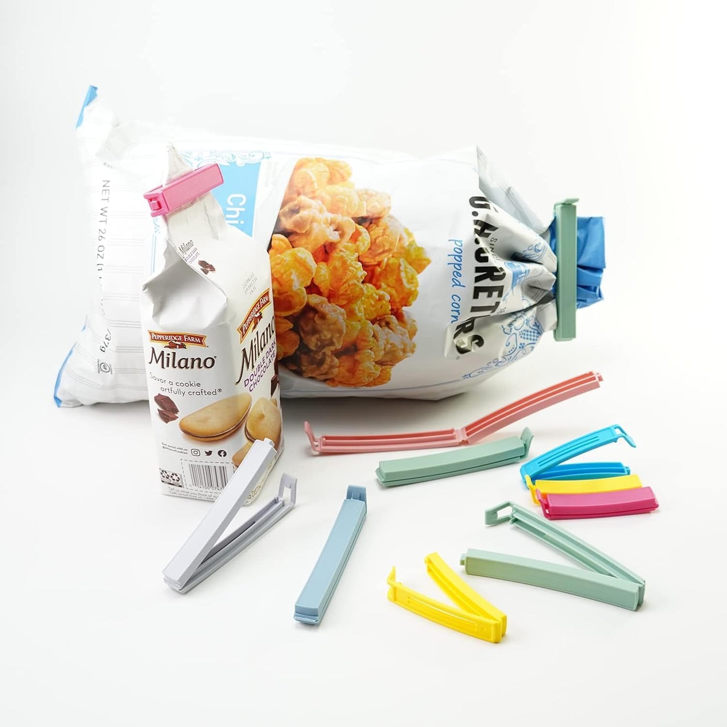 32 PCS Plastic Chip Clips for Food Packages, Curved Design Sealing Bag