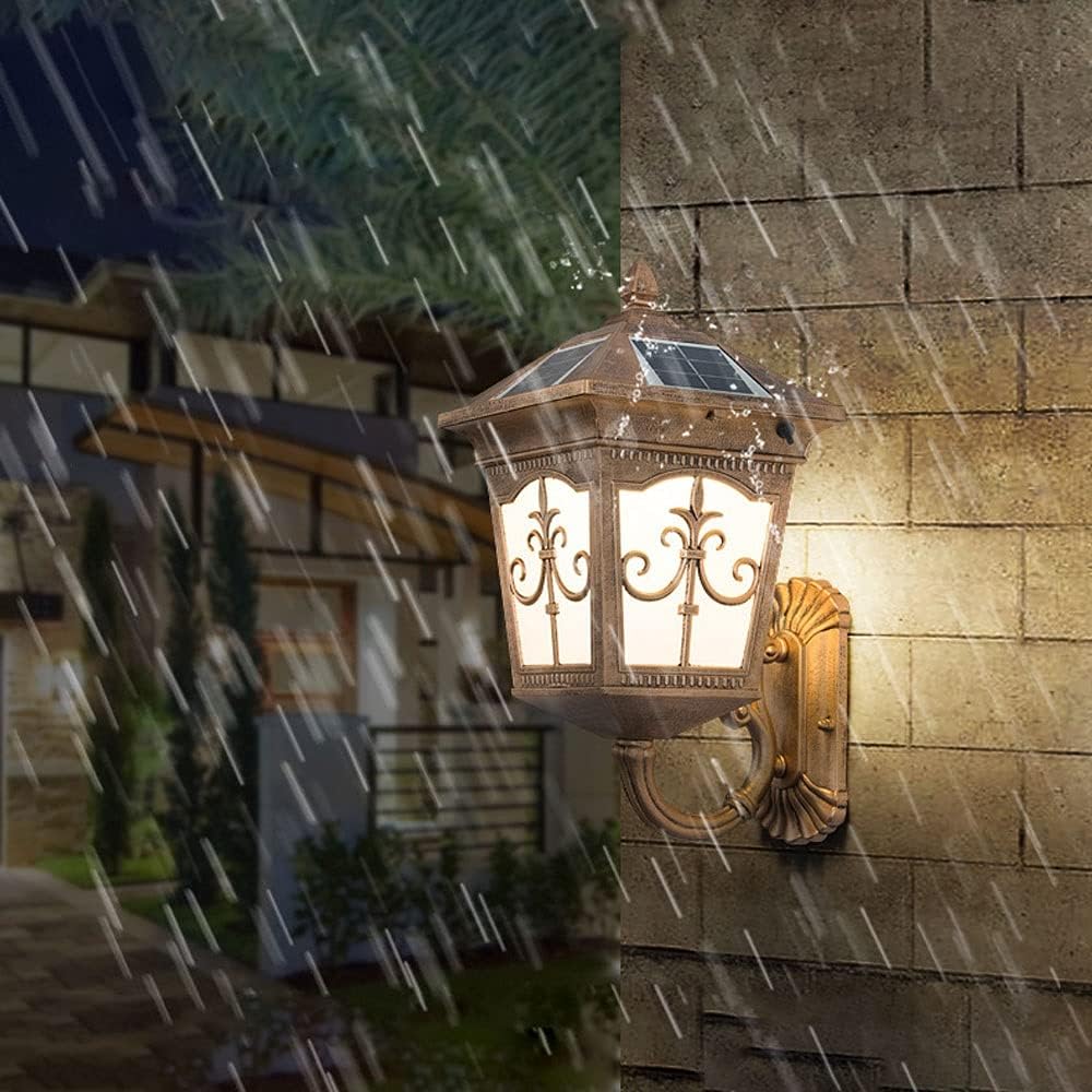 Solar Fence Light Outdoor Wall Lamp, Retro Outdoor Wall Sconce Lightin