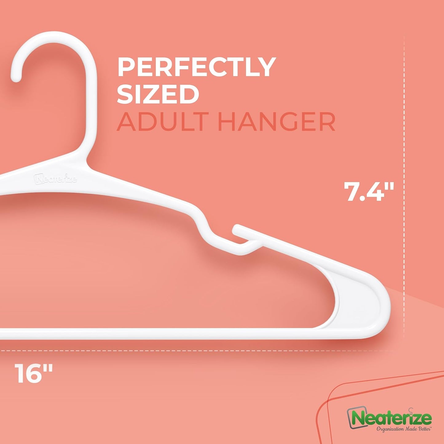 NEATERIZE Clothes Hangers Plastic 100 Pack for Adults - Plastic Hanger