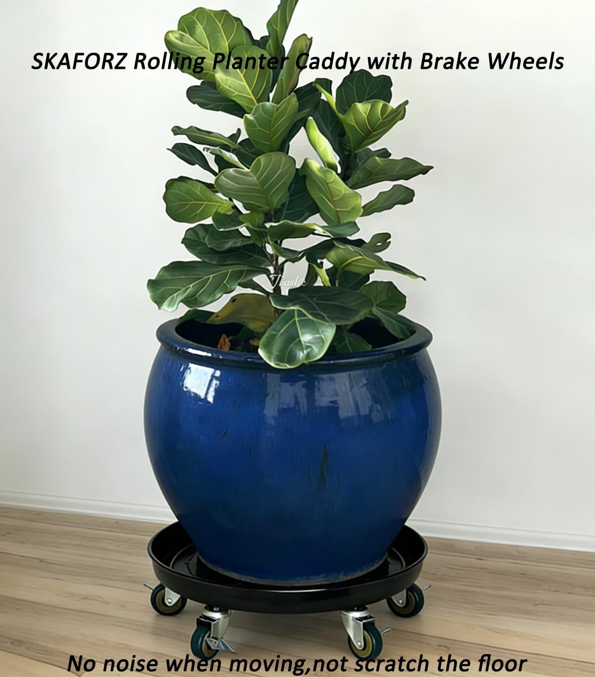 Rolling Planter Caddy(430lbs Capacity), Heavy Duty Metal Plant Stand with Brake Wheels Plant Dolly Mover Plant Pot Tray Saucer for Indoor Outdoor 16 Inches Black 2-Pack