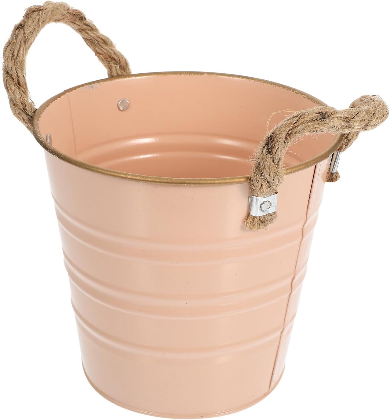 Milisten Retro Iron Flower Bucket Vase for Small Plants, 13x12x9.5 Inc