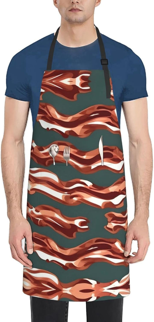 Bacon Pattern Print Laundry apron 28x33 In Waterproof Kitchen Apron with Pockets for Cooking Baking