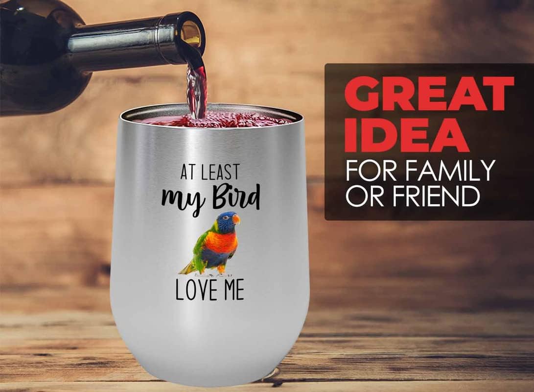 Bird Lover Silver Edition Wine Tumbler 12oz - Bird loves me - Hummingb
