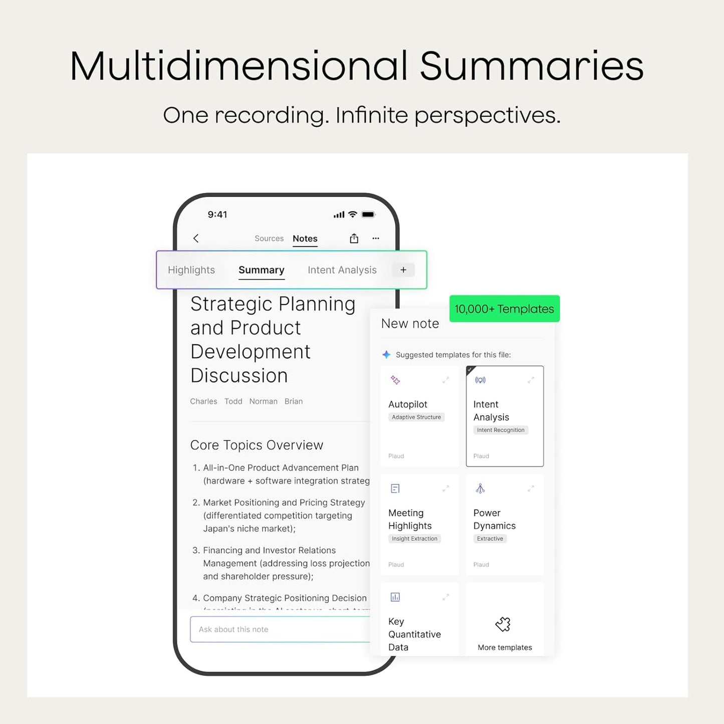 Plaud Note AI Voice Recorder, Voice Recorder w/Case, App Control, Transcribe & Summarize with AI Technology, Support 112 Languages, 64GB Memory, Lectures, Meetings, Calls, Black, Non-Pro Version