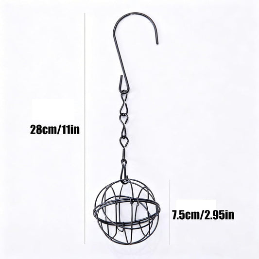 Metal Bird Feeder Set, 8 Pack Suet Ball Holders, Hangable Metal Sphere, Outdoor Ball Bird Feeder, Black Spherical Design, 7.5 x 28 cm, Hanging Garden Feeders for Wild Birds with Easy-Fill Opening