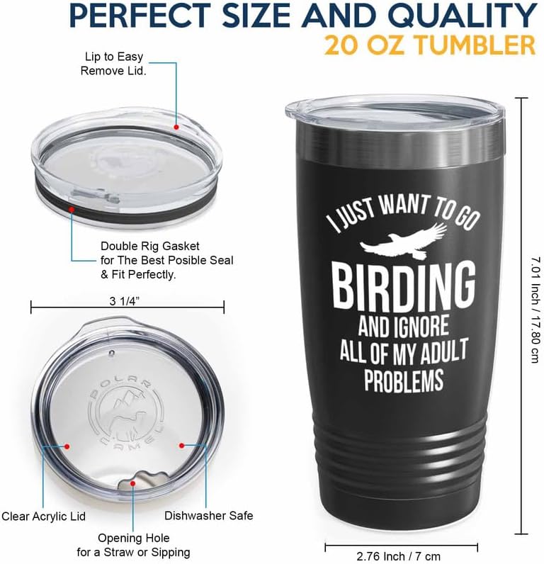Birding Black Edition Viking Tumbler 20oz - Go birding - Bird Feeder B