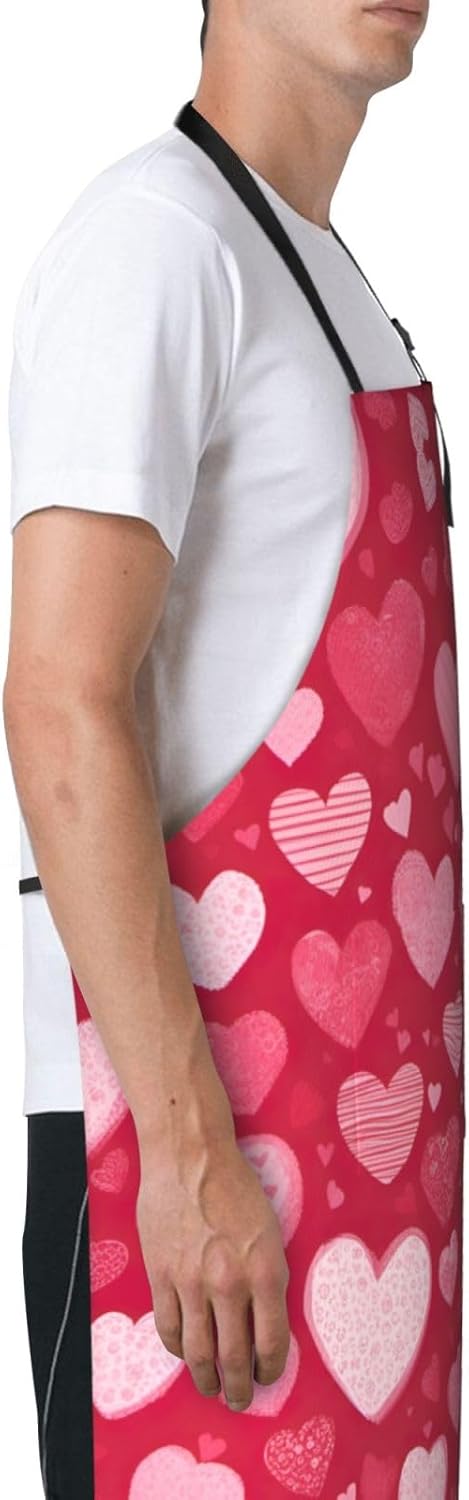 Valentine Day print Waterproof apron with pocket adjustable cooking apron for adult kitchen bibs to bake