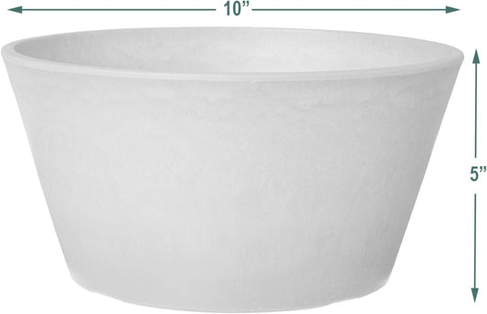 PSW Pot Collection TD25TC Plastic/Stone/Wood Composite Shallow Bulb Pan - No Drainage Hole (Drillable), Planter for Succulents, Bonsai, Fairy Gardens, Herbs, 10-inch, Terra Cotta Color