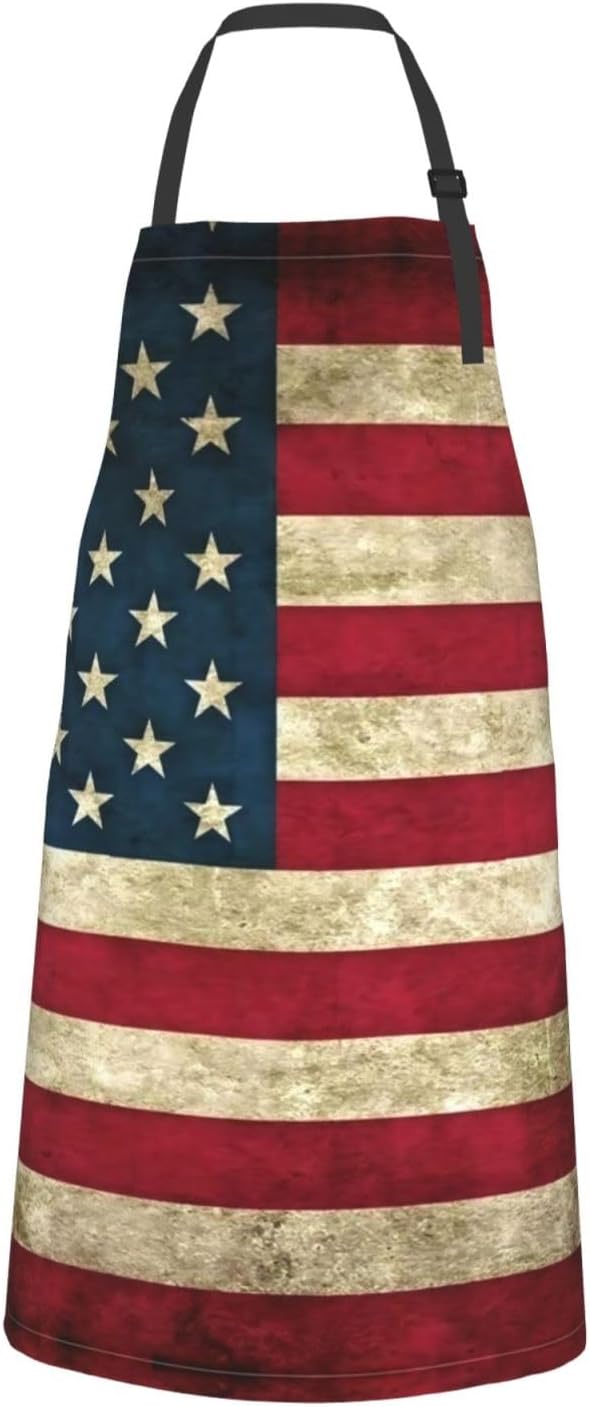 American flag print Waterproof apron with pocket adjustable cooking apron for adult kitchen bibs to bake
