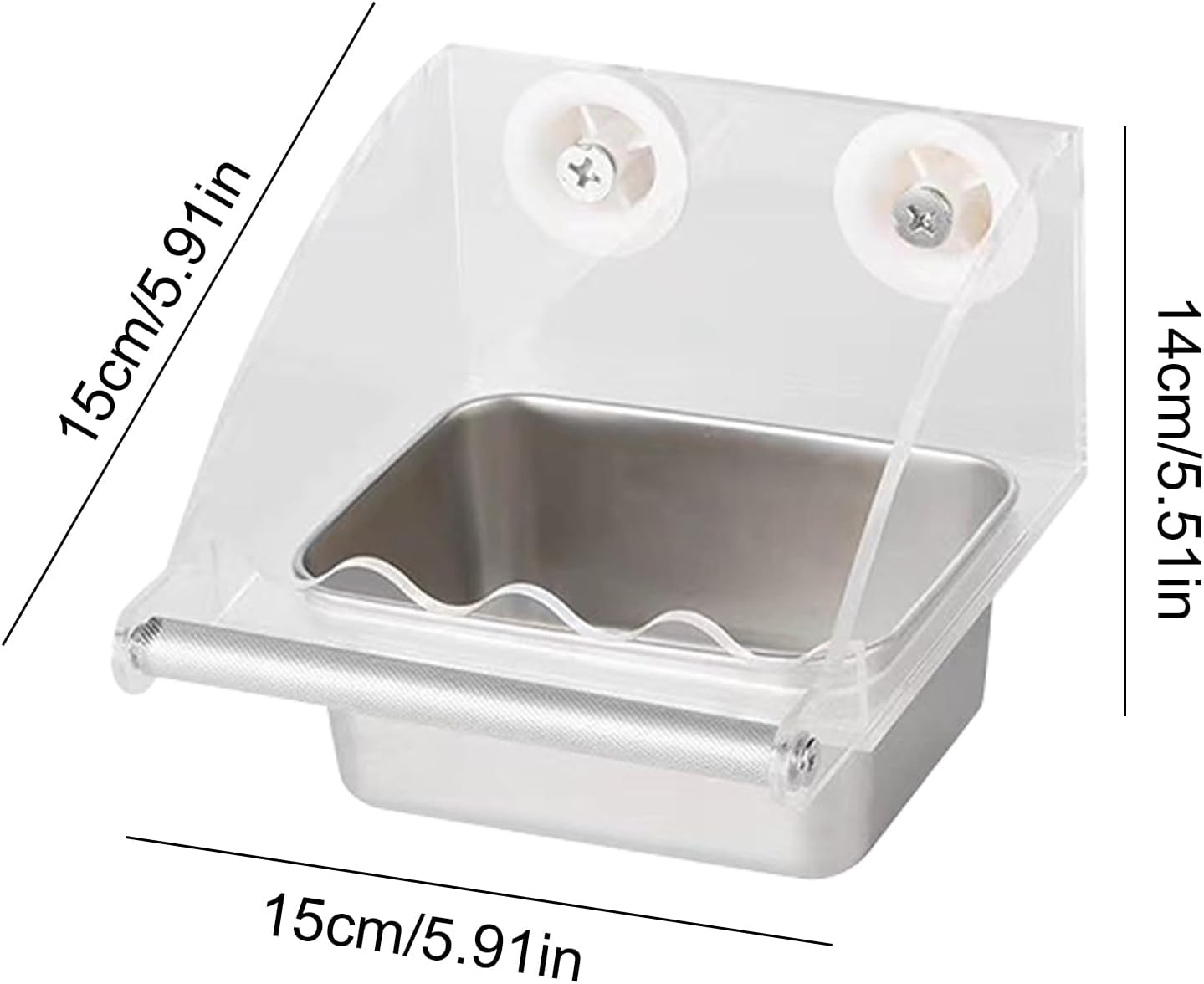 Bird Feeder – Transparent Cage Design, Anti-Slip Perch Feature, Stainless Watering Supply, Easy Fill Build, Premium Quality Outdoor Accessory, Feeding Tool for Patio Balcony Backyard