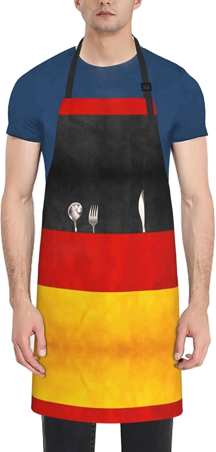 Germany Flag print Waterproof apron with pocket adjustable cooking apron for adult kitchen bibs to bake