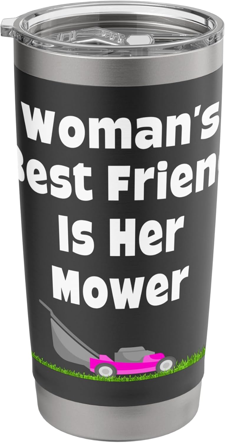 Funny Pink Lawn Mower for Women Lawn Care Lawn Mowing Mom Stainless Steel Insulated Tumbler