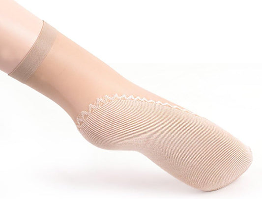 Women's 12 Pairs Silky Anti-Slip Cotton Sole Sheer Ankle High Tights H