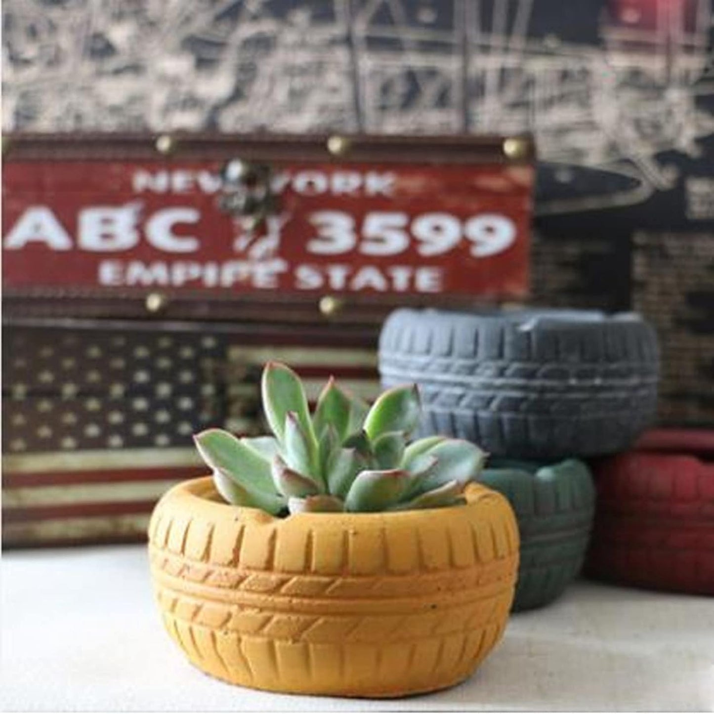 Tire Pattern Flower Pot Silicone Mold Succulent Planter Vase Cactus Concrete Mold Candle Pen Holder Mold Epoxy Resin Plaster Cement Clay Mould