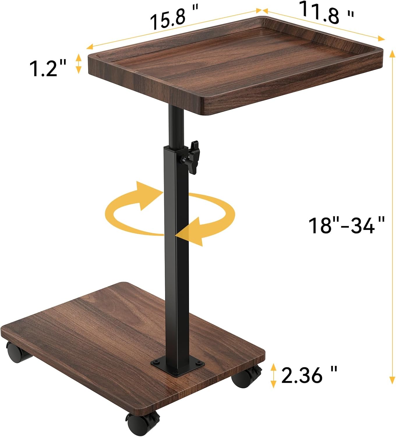 C Table End Table Adjustable Height, 360°Swivel TV Tray Table for Smal