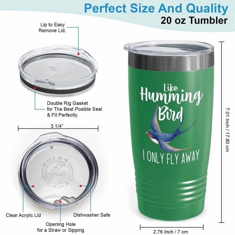 Bird Lover Green Edition Viking Tumbler 20oz - Humming Bird Fly Away -