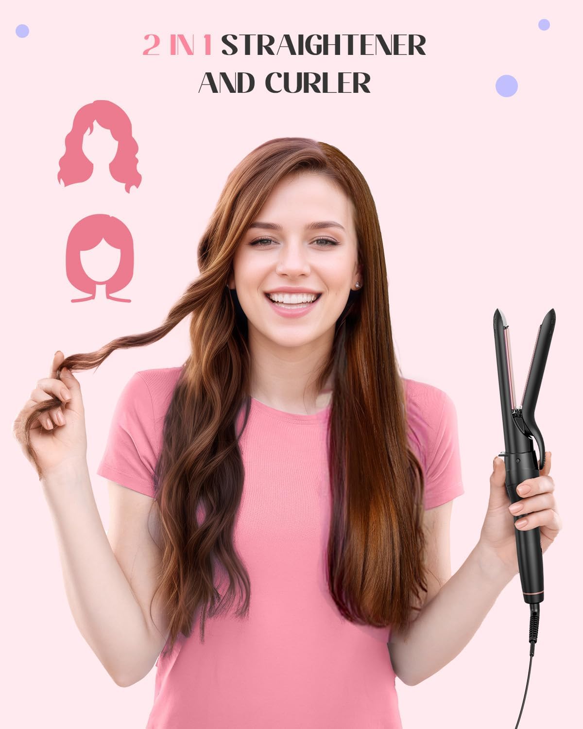 5 in 1 Curling Iron with Thermal Brush and 4 Interchangeable Ceramic B