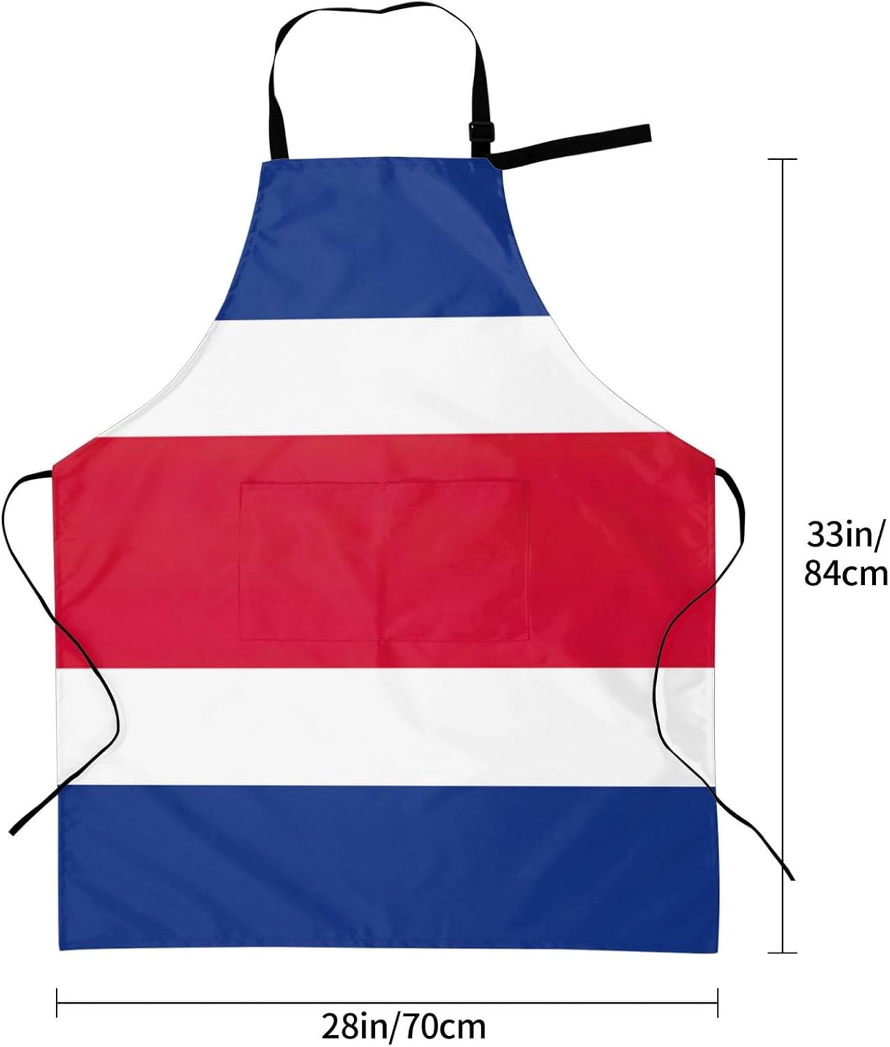 Flag of Costa Rica Print Laundry apron 28x33 In Waterproof Kitchen Apron with Pockets for Cooking Baking