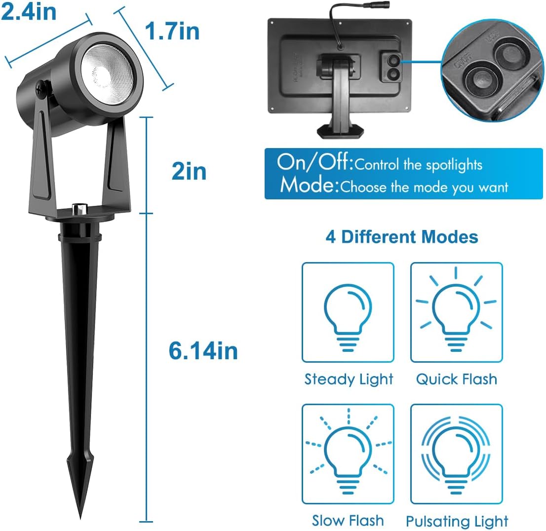 ZYAN Solar Landscape Spotlights, Separate Monocrystalline Panels & USB