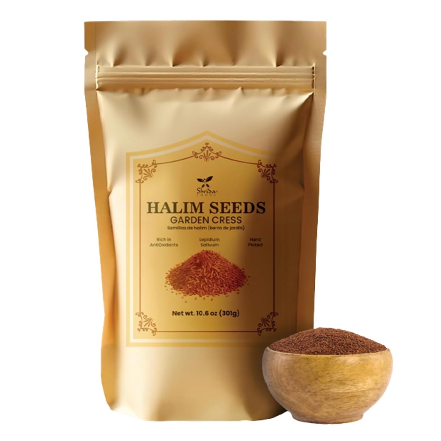 Shrida Foods Organic Halim Seeds (Garden Cress), 10.6oz, High Protein 
