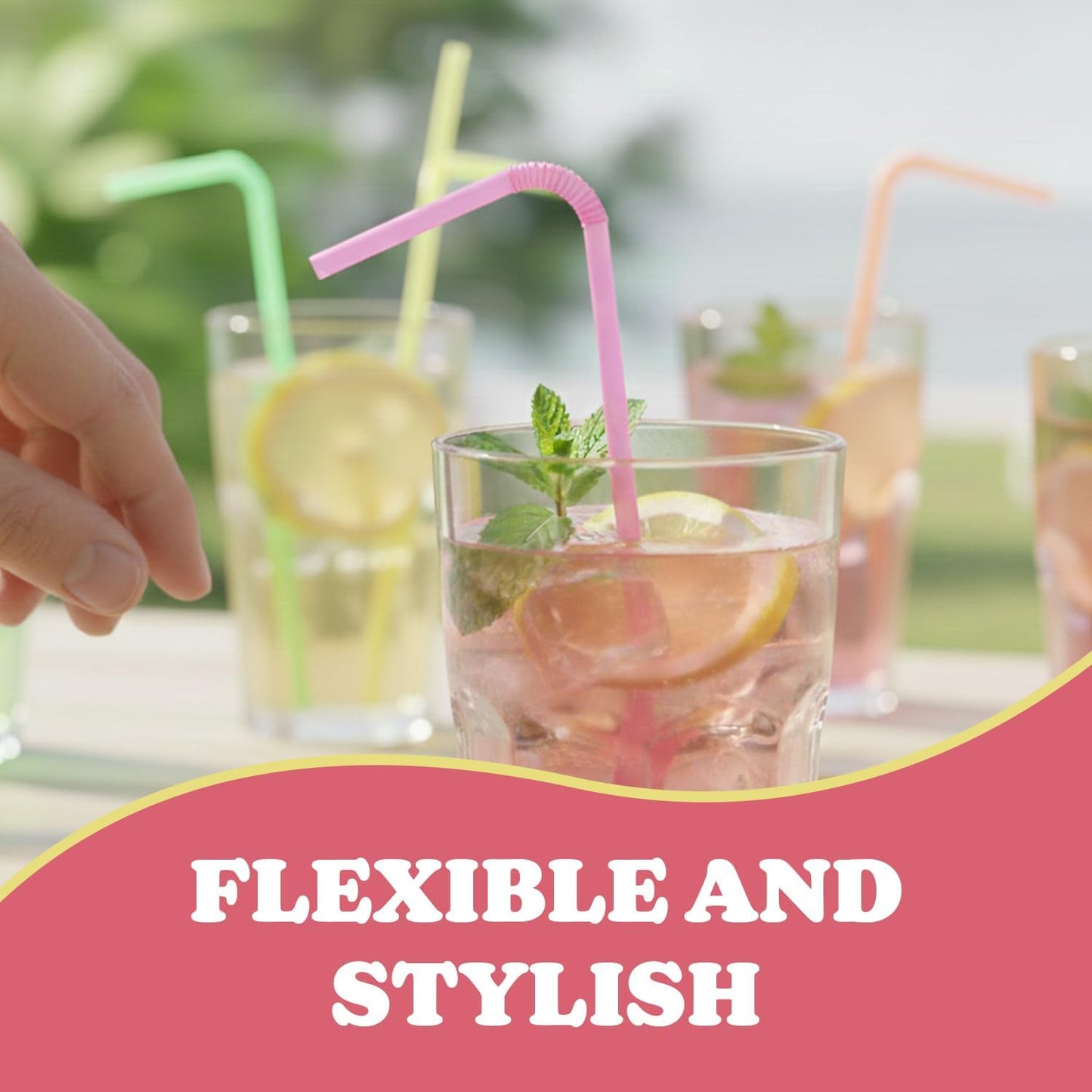 Flexible Plastic Straws Disposable, Vibrant & Colorful Assortment Bendy, Stylish Drinking Straws for Every Occasion & Party Decoration, 175 Count