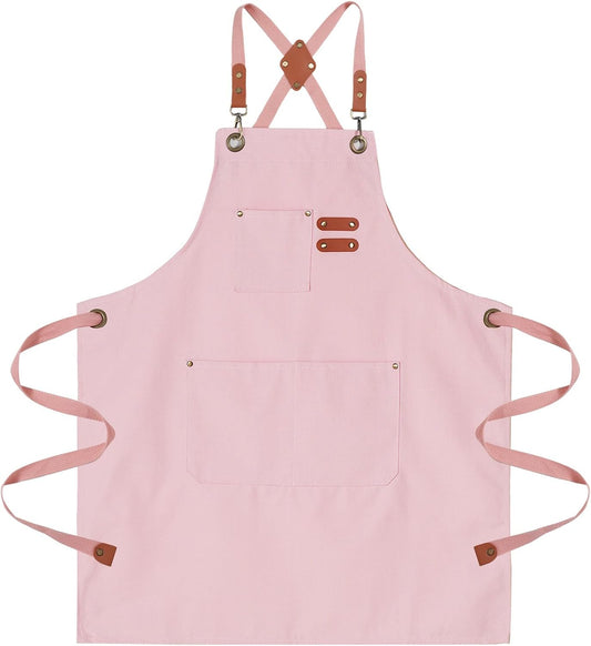 Chef Aprons for Men Canvas Apron with Large Pockets and Adjustable Nec