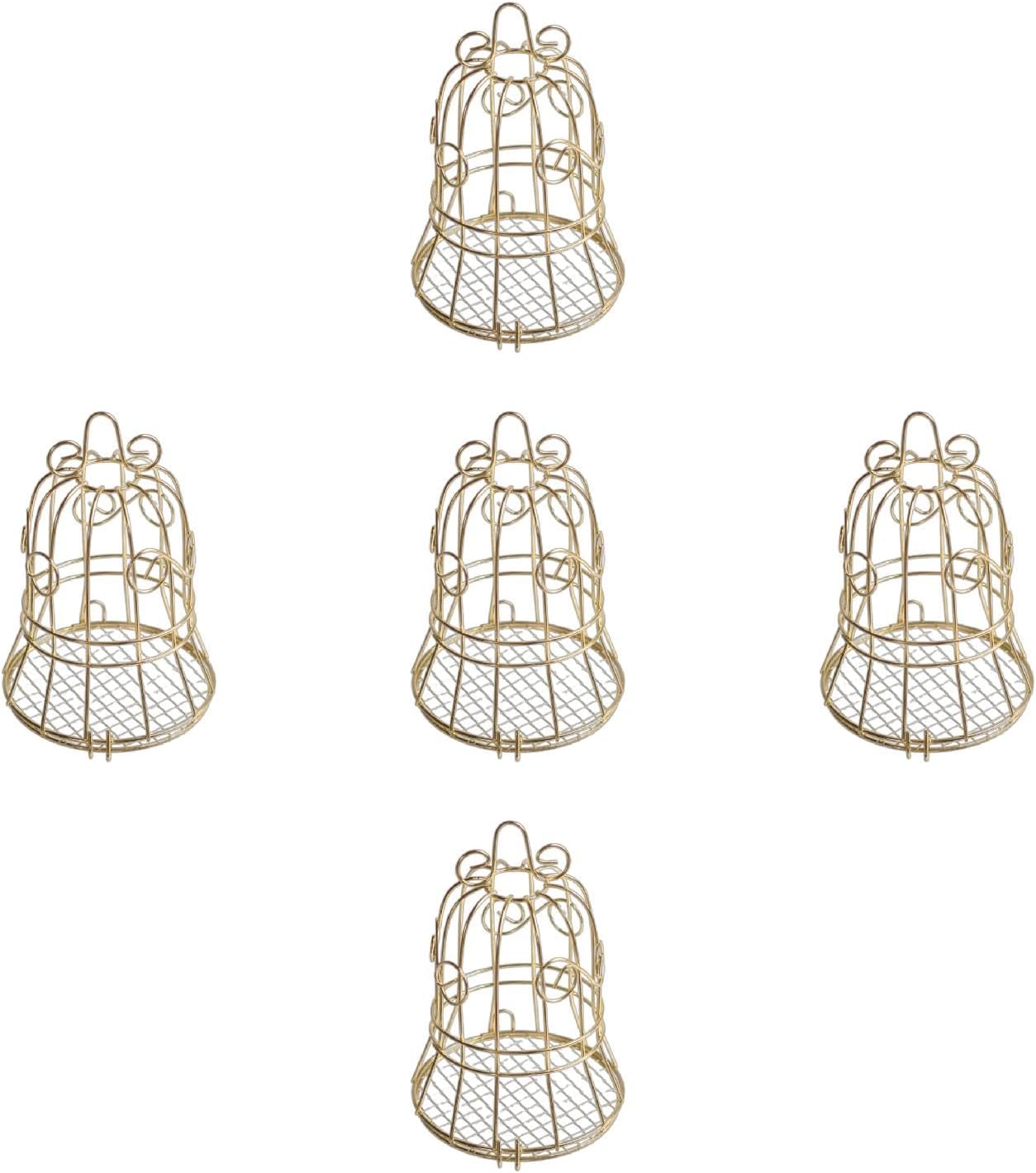 Outdoor Bird Feeder Small Hanging Fat Holder Gold Metal Cage Suet Ball