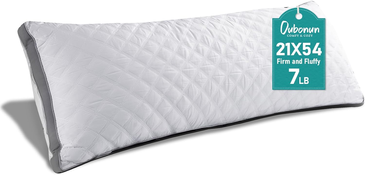 Oubonun Premium Adjustable Loft Quilted Body Pillows - Firm and Fluffy
