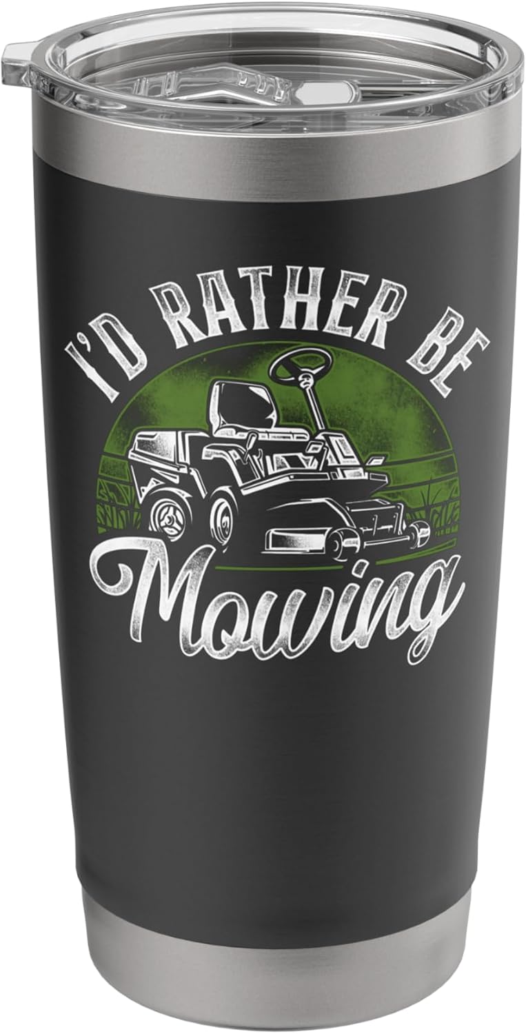 Lawn Mower Mowing Dad Father Landscaper Vintage Tractor I'D Stainless Steel Insulated Tumbler