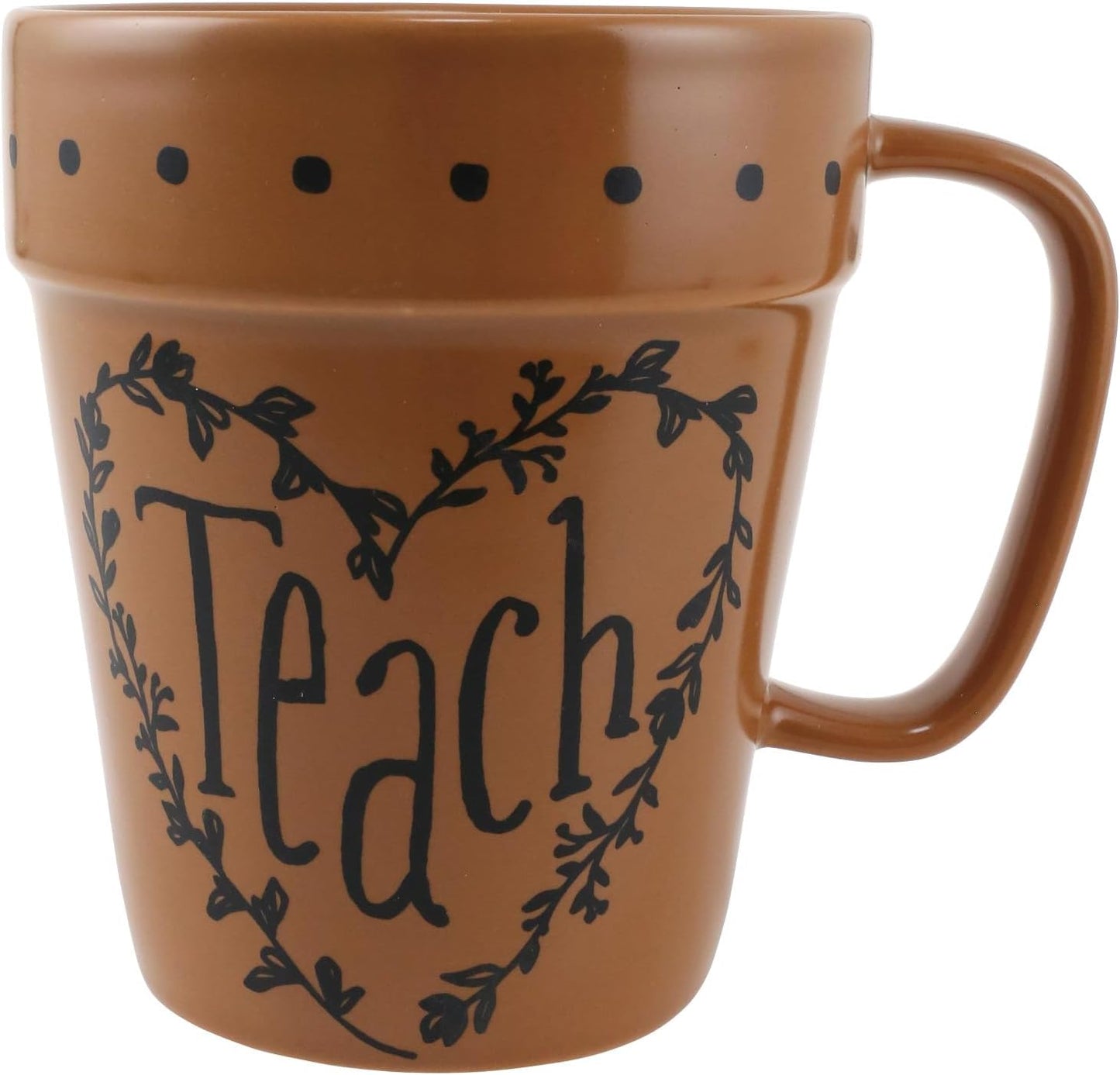 Enesco Our Name is Mud Teach Seeds of Knowledge Planter Pot Sculpted Coffee Mug, 14 Ounce, Brown
