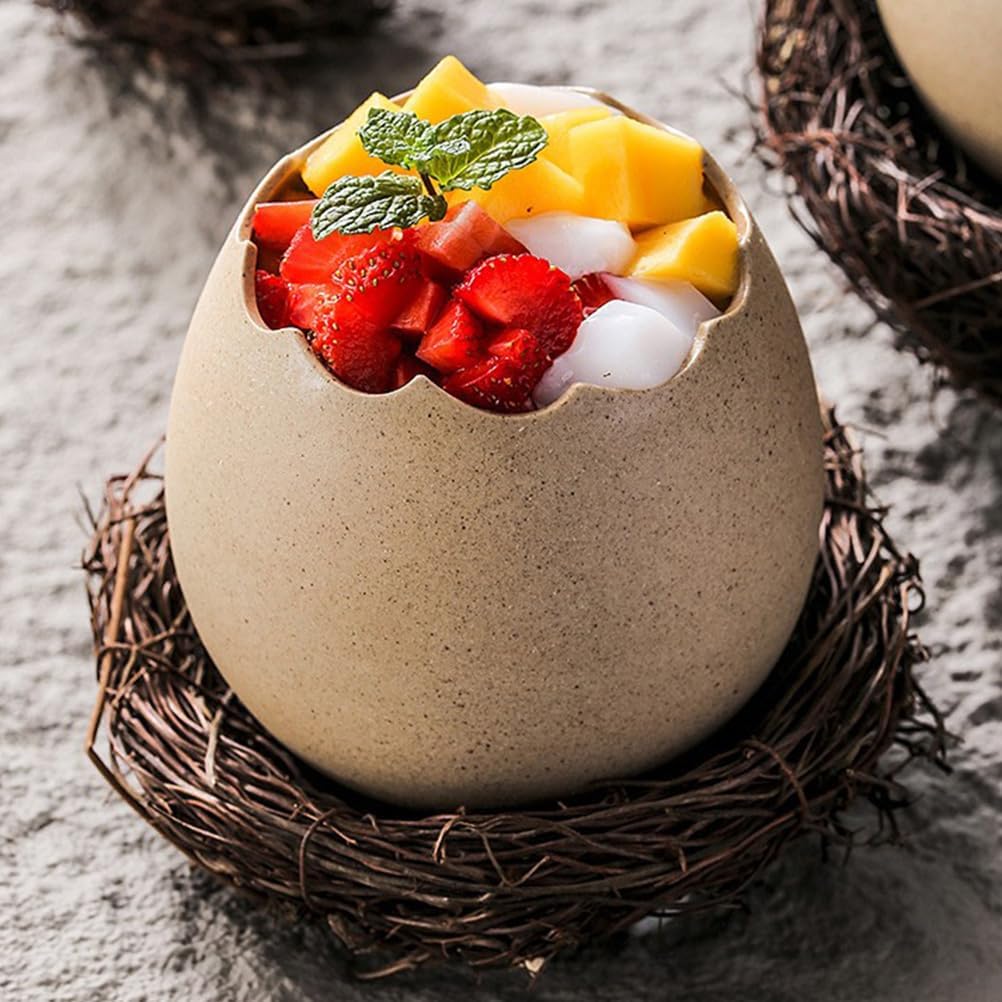 Garneck 1 Set Ceramic Eggshell Planter with Unique Bird Nest Design Portable Water Culture Vase Utensils Eggshell Container for Home Decoration