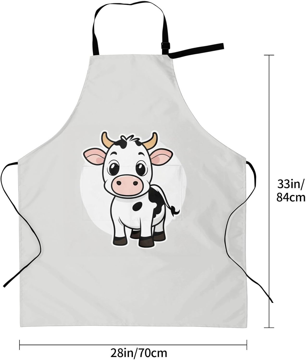 Cartoon Milk Cow print Waterproof chef's apron with pocket apron for kitchen cooking baking barbecue and gardening