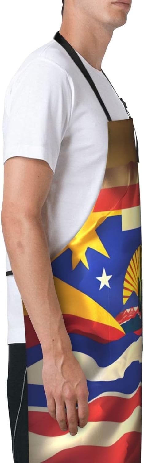 Arizona Flag-standard Print Laundry apron 28x33 In Waterproof Kitchen Apron with Pockets for Cooking Baking