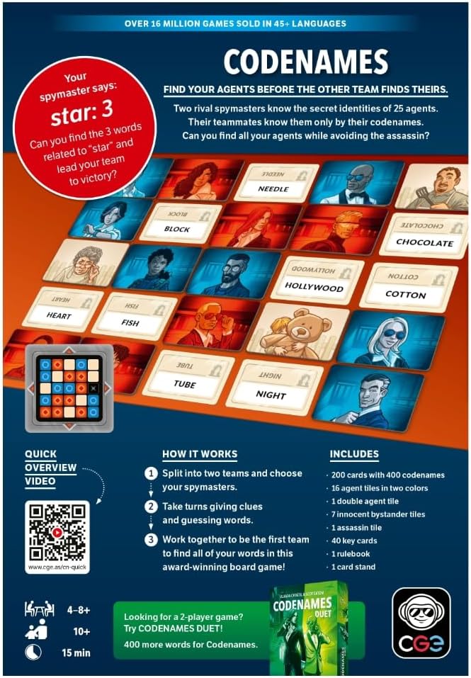 CGE Codenames Board Game (2nd Edition) The Top Secret Word Association